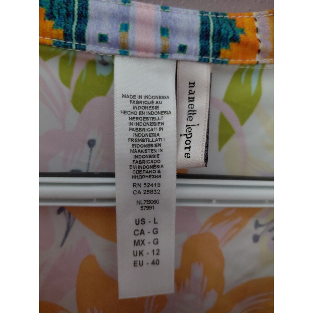 Nanette Lepore Colorful Floral 1/4 Zip Stretch Activewear Pullover Top Size L - Picture 5 of 9